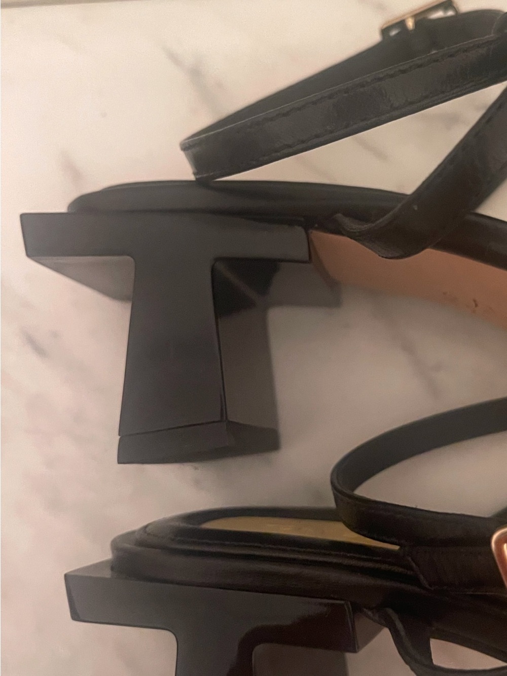 Tory Burch Black T-Block Heel Sandals with Ankle Strap